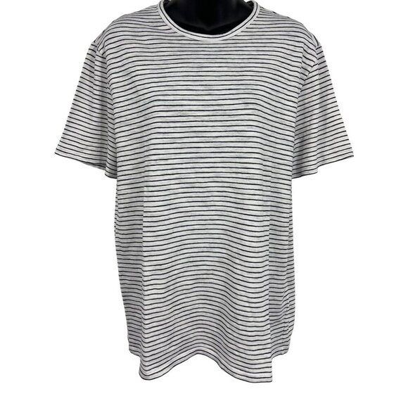 Vince Shirt Men Medium Gray Black Stripe Basic Casual Preppy Neutral Minimalist - Picture 1 of 8